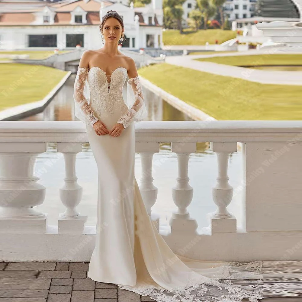 Vestidos de casamento sexy com decote em v para mulheres, fora do ombro, vestidos de noiva sereia, elegantes, personalizados, noivado, banquete