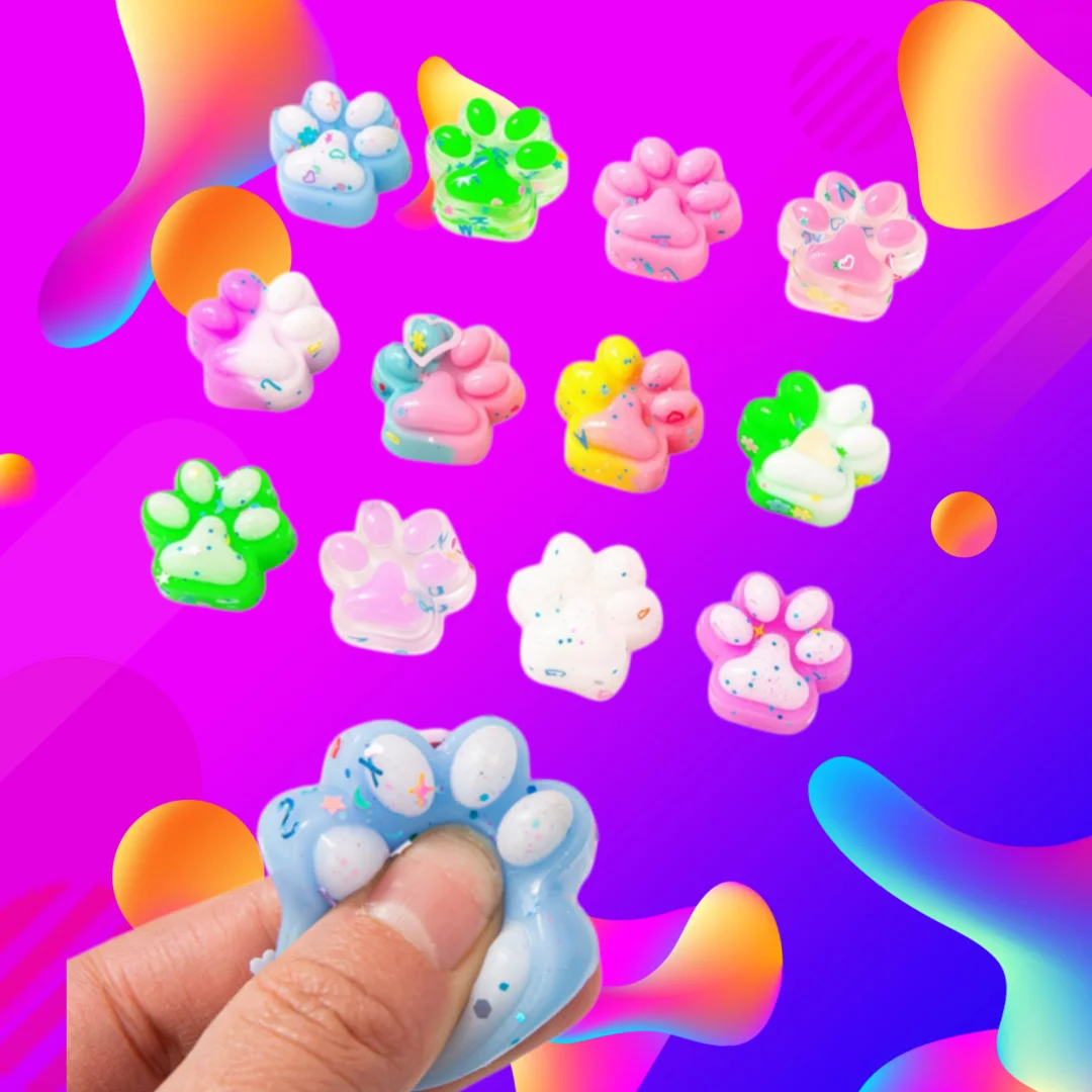 10-30 Peças Mini Pelúcia Fofa de Pata de Gato, Brinquedo de Apertar Colorido para Festas de Halloween e Natal, Enchimentos para Redução de Estresse, Estilo Desenho Animado