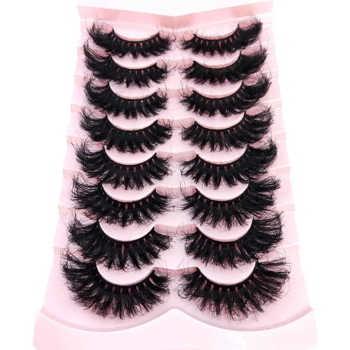 HBZGTLAD 8 Paar natürliche russische gestreifte Nerzwimpern, 3D-falsche Wimpern, Volumen, gewellt, falsche Wimpern, Wimpernverlängerung, Make-up