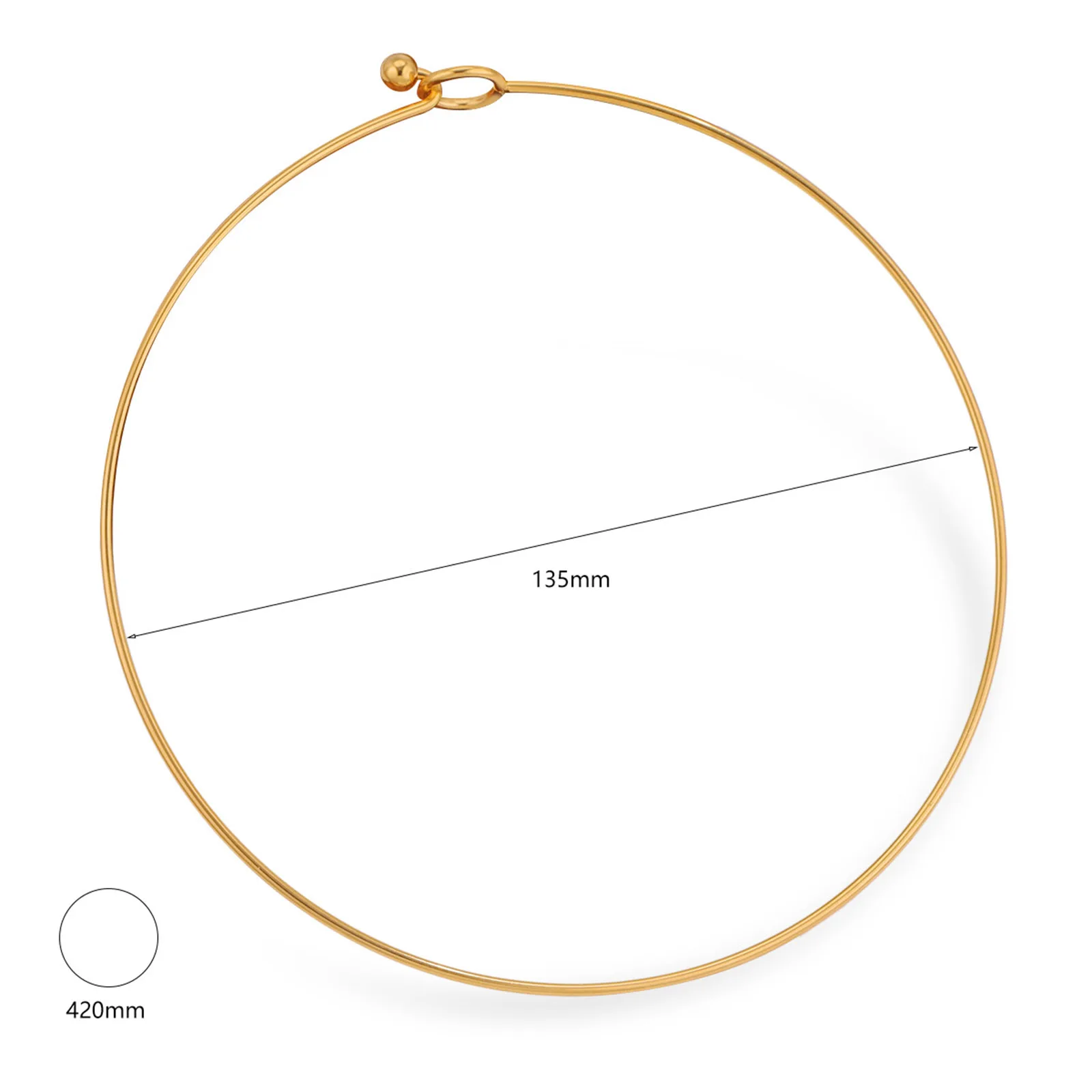 304 Stainless Steel Collar Neck Ring Necklace Round 43cm Circular Openable Collar Necklace Fashion Jewelry 43cm Long