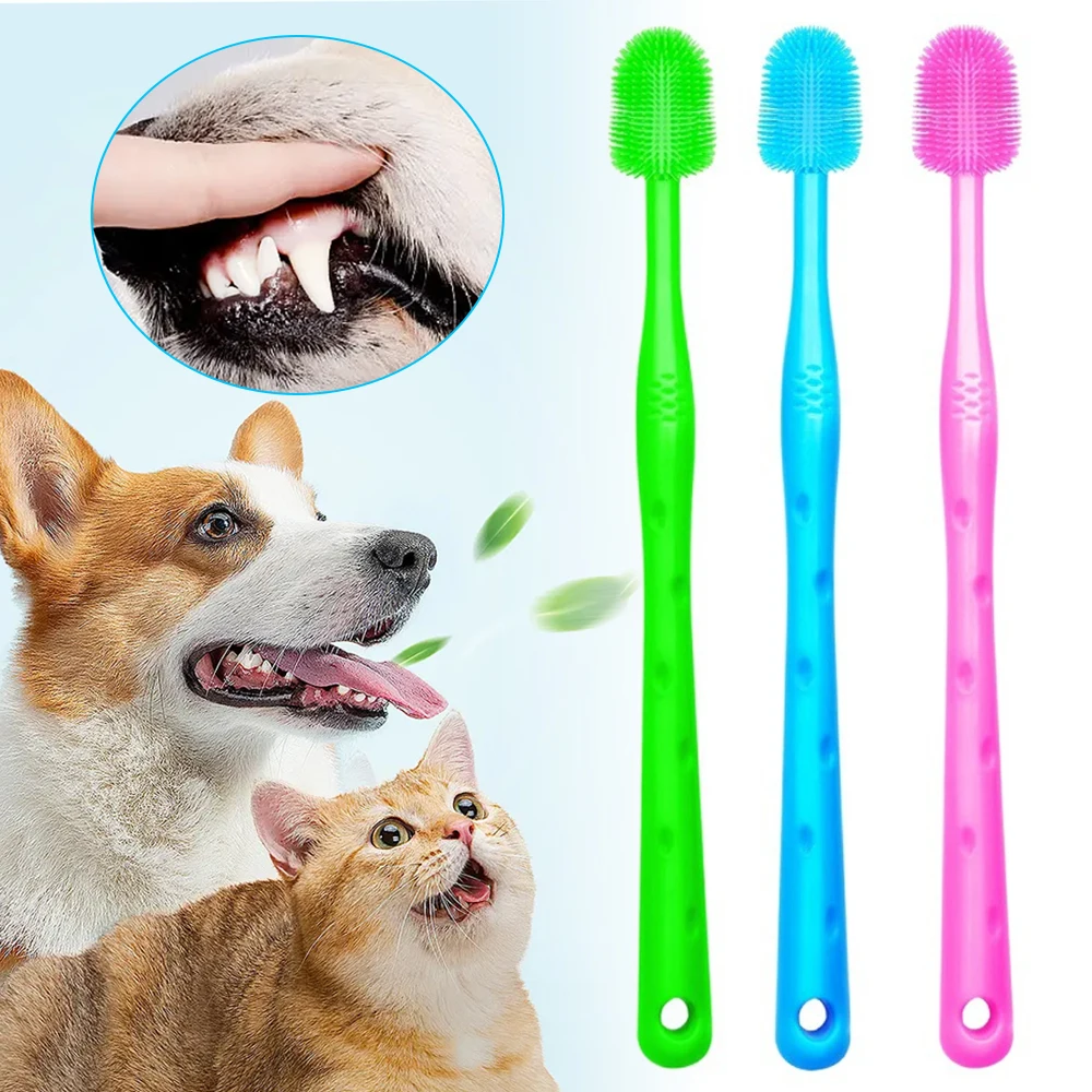 Pet Cat Toothbrush Super Soft Silicone Bristles Tooth Brush Oral Cleaning Cat Face Blackhead Cleaning Cat Acne Brush Teeth Brush