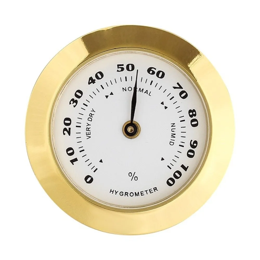 Pointer Dial Analog Hygrometer Easy to Read Mini Size Round Hygrometer Direct Pin Mount Gold/Silver Finish Humidity Gauge