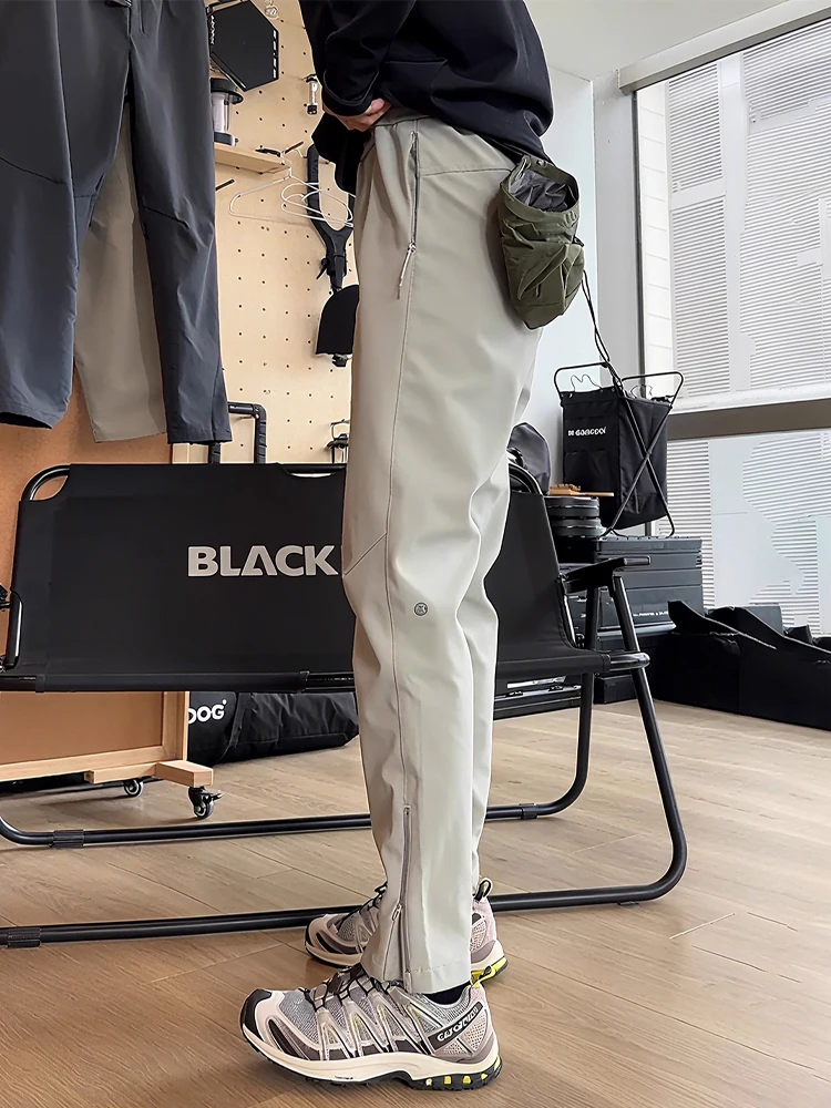 アメリカンスレメンズ秋冬ソフトエルワークウェアパンツジッパーサイドスポーツクライミングカジュアルアウトドアルーズフィットパンツ