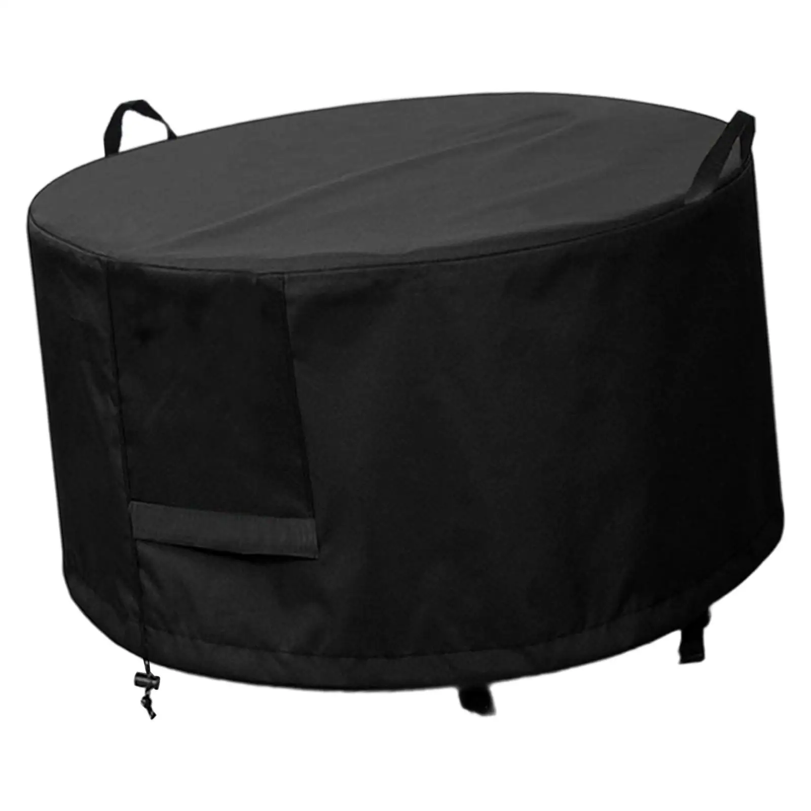 Patio Fire Pit Cover Waterproof Round Oxford Cloth Protector with Handle Vent Hole Easy Install Dustproof Outdoor Fireplace