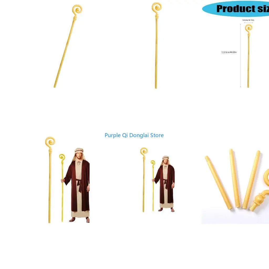 L21E Golden Wizard Staff Durable Plastic Fantasy Role Playing Accessory For Themed Event Stage Performances
