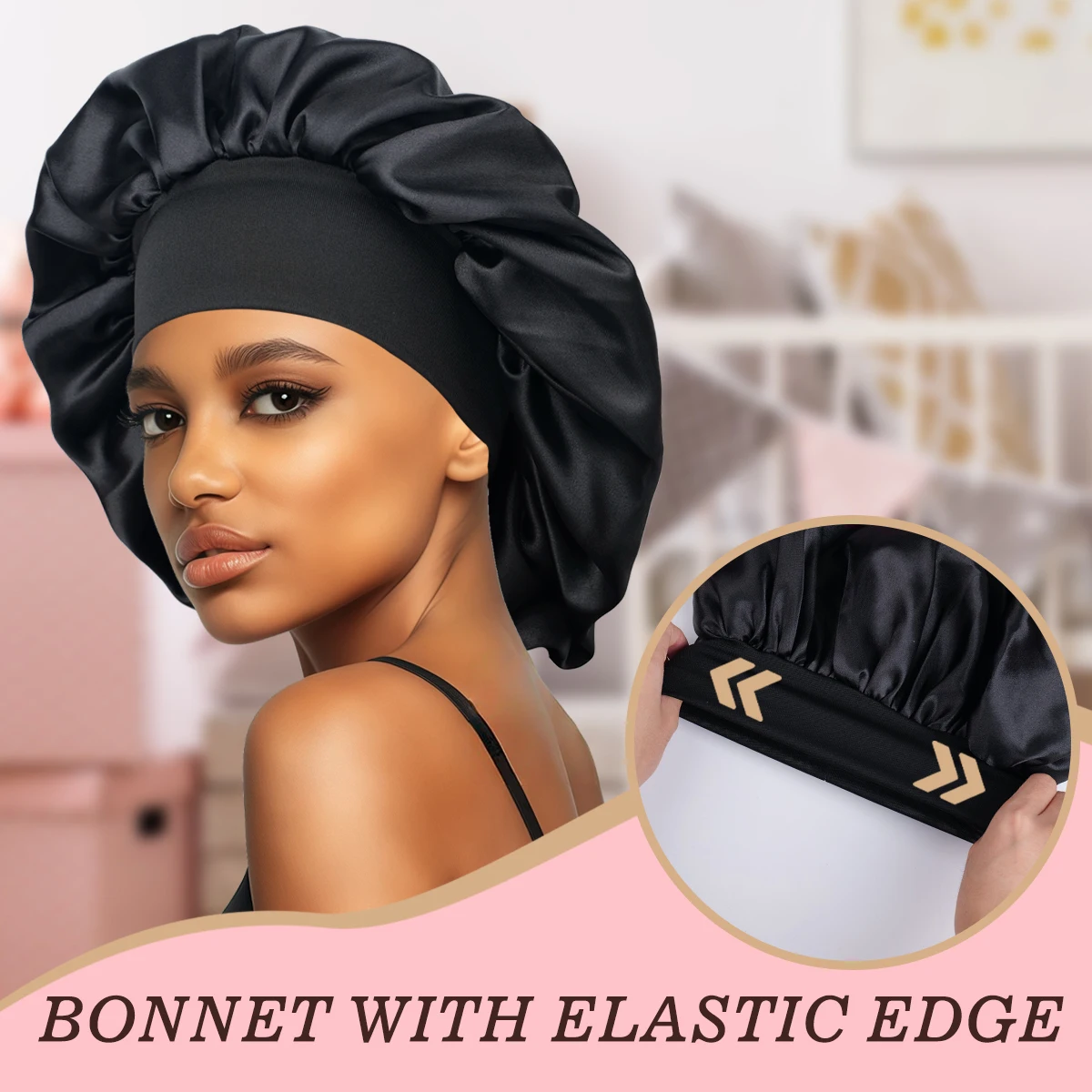 Women's Soft Comfortable Three-Piece Hair Accessory Set Elastic Adjustable Hairband Sleep Cap And Bathing/Drying Cap Foldable De
