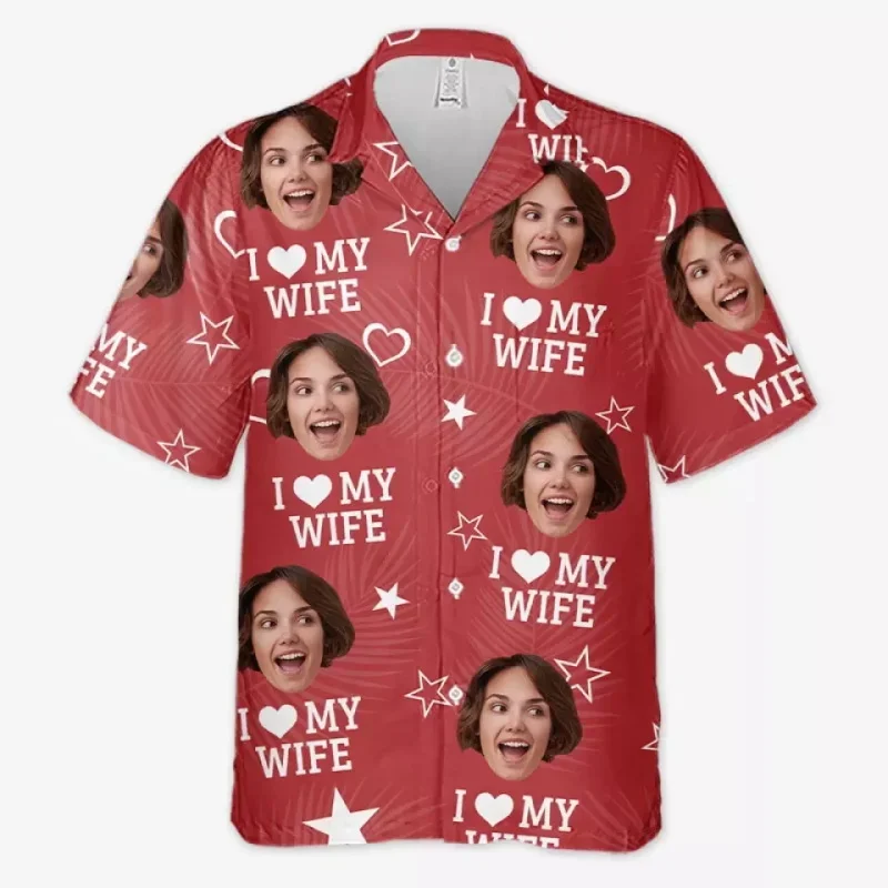 Custom Photo Family Member Hawaiian Shirts Personalized Diy Face Beach Shirts For Men Short Sleeve Aloha Shirts Blouse Clothes