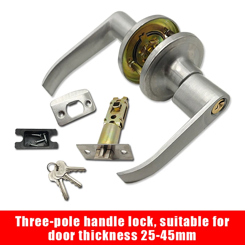 High-Grade Aluminum Alloy Room Door Handle Lock Three-Pole Spherical Knobs Door Lock Bedroom Bathroom Hardware Accessories