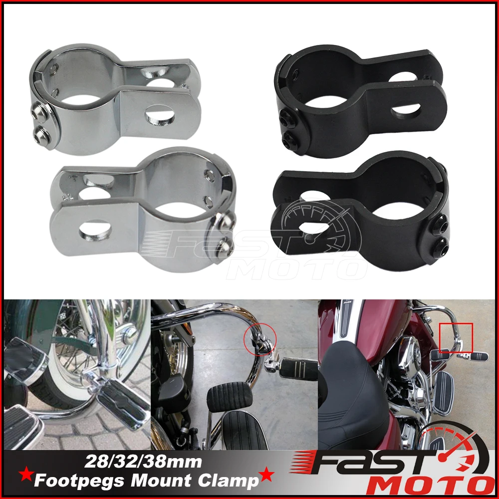 28/32/38mm Motorcycle Crash Bar Highway Footrest Foot Pegs Mount Clamps For Harley Sportster Honda GL1800 Yamaha Suzuki Kawasaki