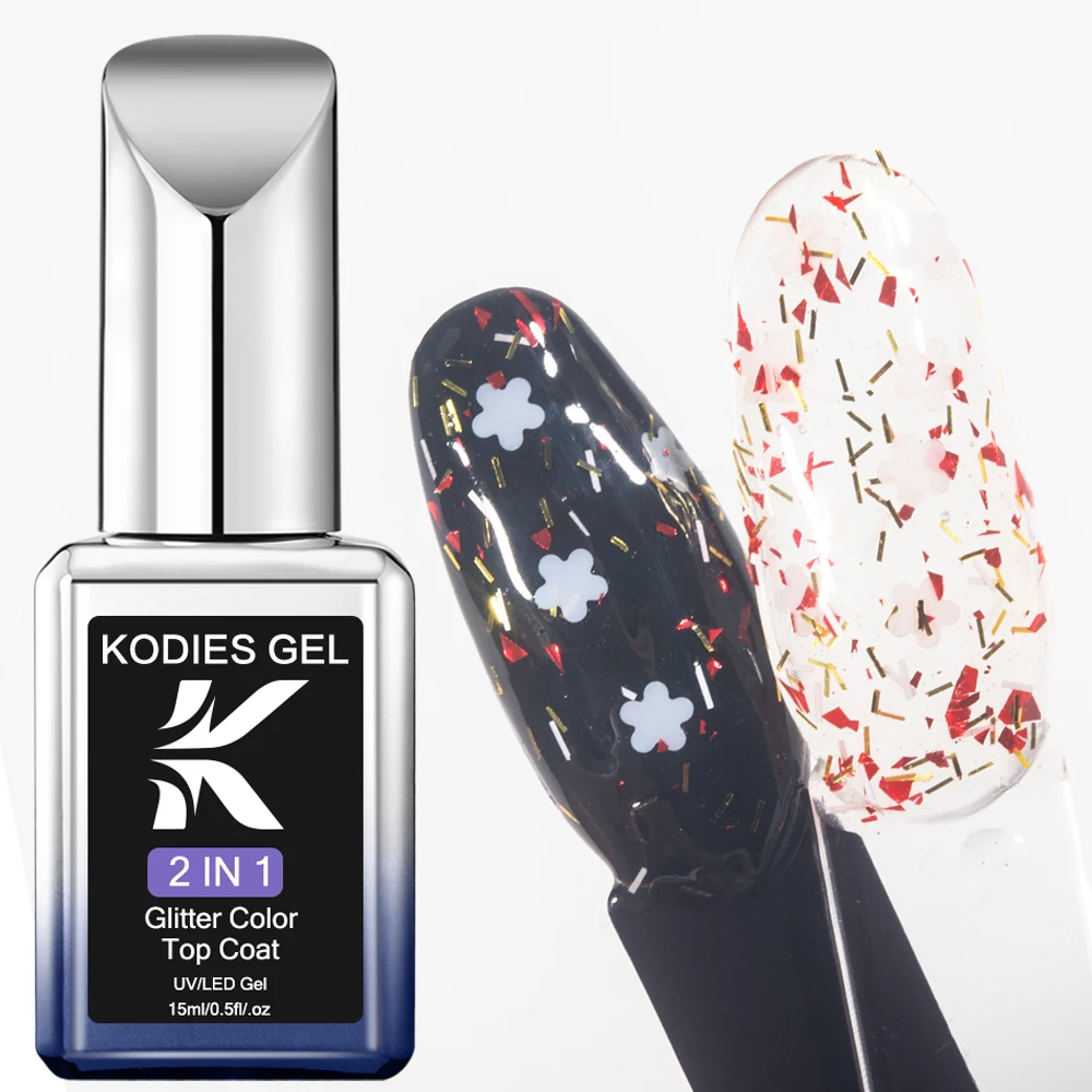 Kodies Gel Nieuwe Lente Bloem Top Coat Uv Gel Nagellak Mix Glitter Sealer Semi Permanente Gel Finish Geen Veeg Nailart Manicure