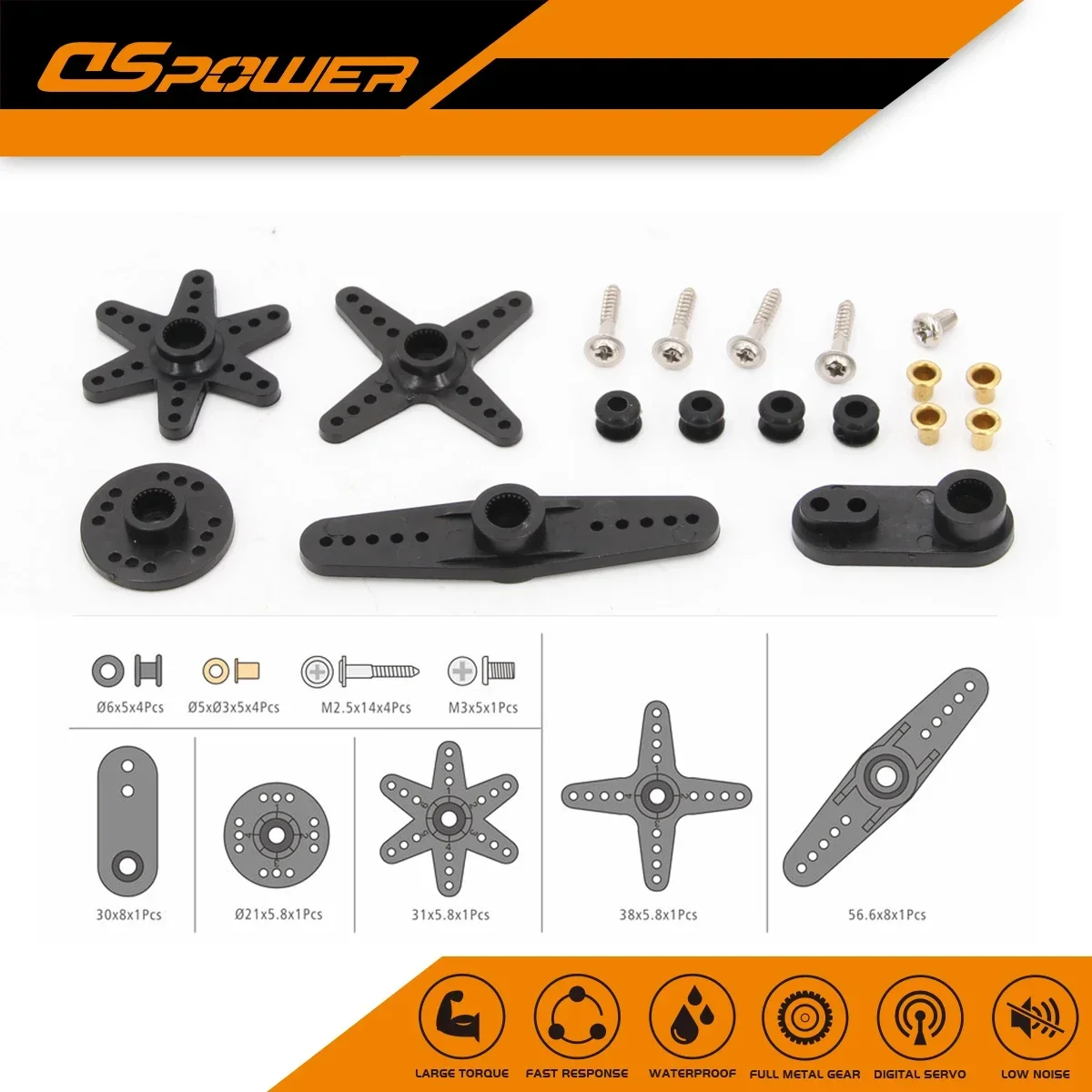 DSpower 25T 28T Servo Arm Accessories Double Head Round Type Steering Gear Set for RC Car Drone RC Servos Emax JX NEEBRC Parts