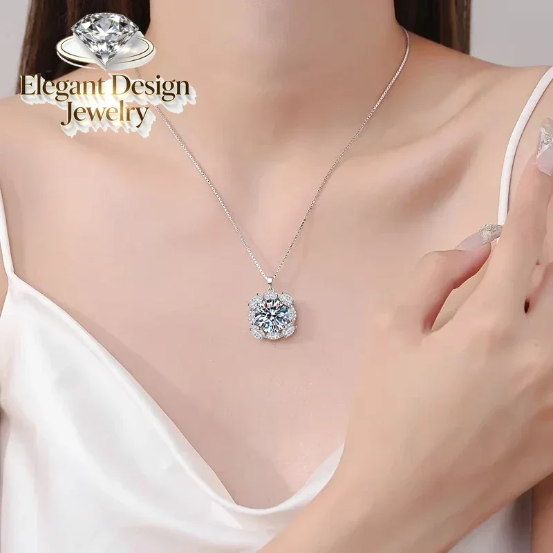 Elegant-Design PT950 Platinum Luxury Moissanite Pendant 10 Carat Necklaces Women Daughter Wedding Party Charm Fine Jewelry