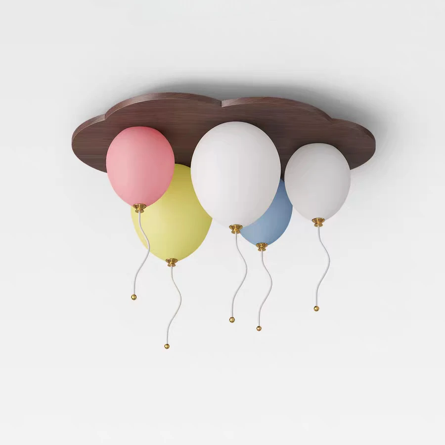 سحابة بالون LED مصباح السقف خشبية غرفة الأطفال ثريا تركب بالسقف رومانسية الكرتون الدافئة صبي فتاة ديكور غرفة نوم تركيبات #6