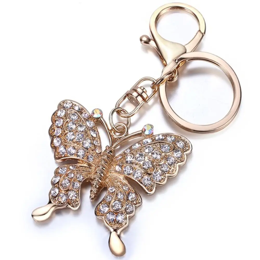 Beautiful Gift Accessories Chain Charm Handbag Fashion Jewelry Rhinestone Key Ring Butterfly Key Chain Key Chains