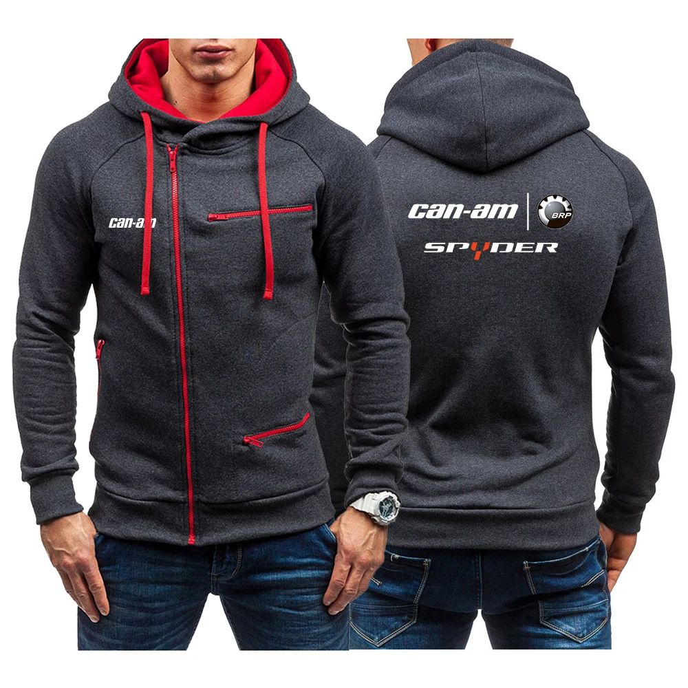 

New Spring Autumn Can Am Team Spyder Motorcycles Printed Men Jacket Fashion Casual Solid Zip Long Sleeve Hoodies Man Sweatshirts