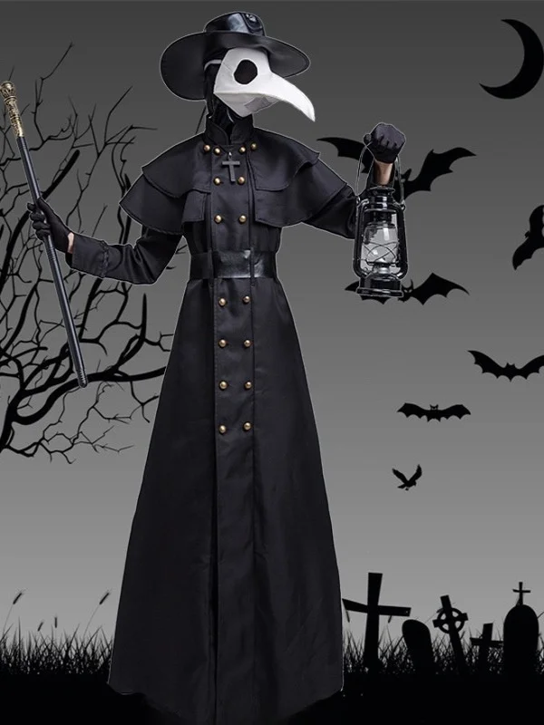 

Adult Halloween Medieval Steam Punk Style Plague Doctor Costume Bird Beak Long Mouth Mask S5XL Cotton Traditional Chinese Sta...