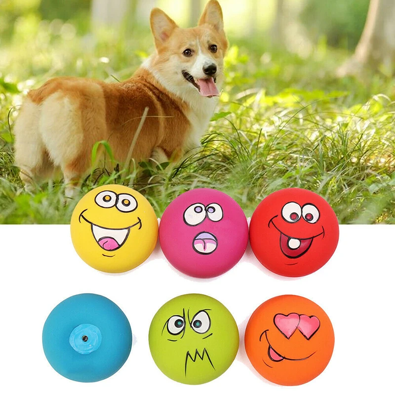 Latex smiling face pet toy, cat and dog grinding teeth, cleaning teeth, biting toy, cartoon voice expression toy