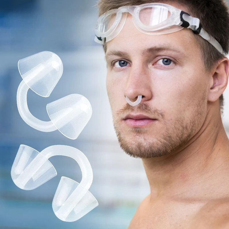 مشبك أنف للبالغين، معدات مساعدة للغوص العميق ومضادة للسباحة على شكل حرف U للأطفال