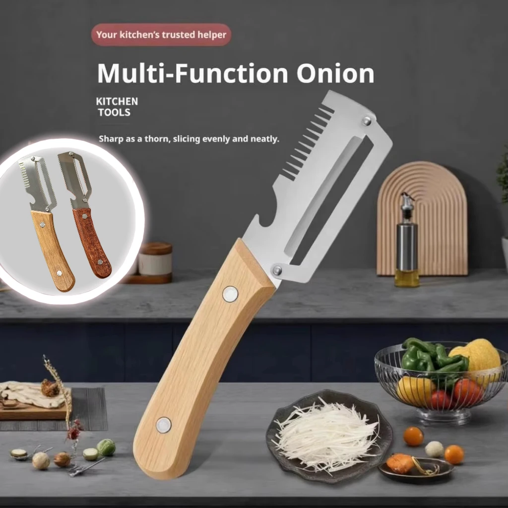 Éplucheur en acier inoxydable avec manche en bois multifonction pour éplucher et trancher fruits et légumes ustensile de cuisine durable fonctionnement fluide parfait pour maison restaurant cuisine