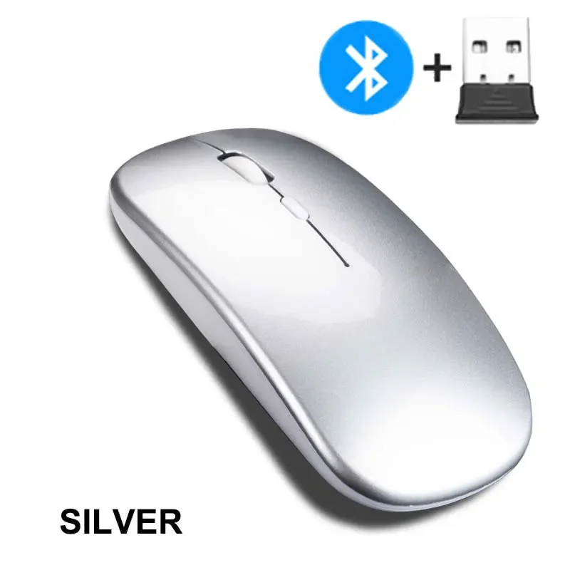 Mouse Ultra Fino Sem Fio para Laptop, 2.4GHz, Bluetooth 5.0, Versão Bateria, Tablet, Computador, AAA