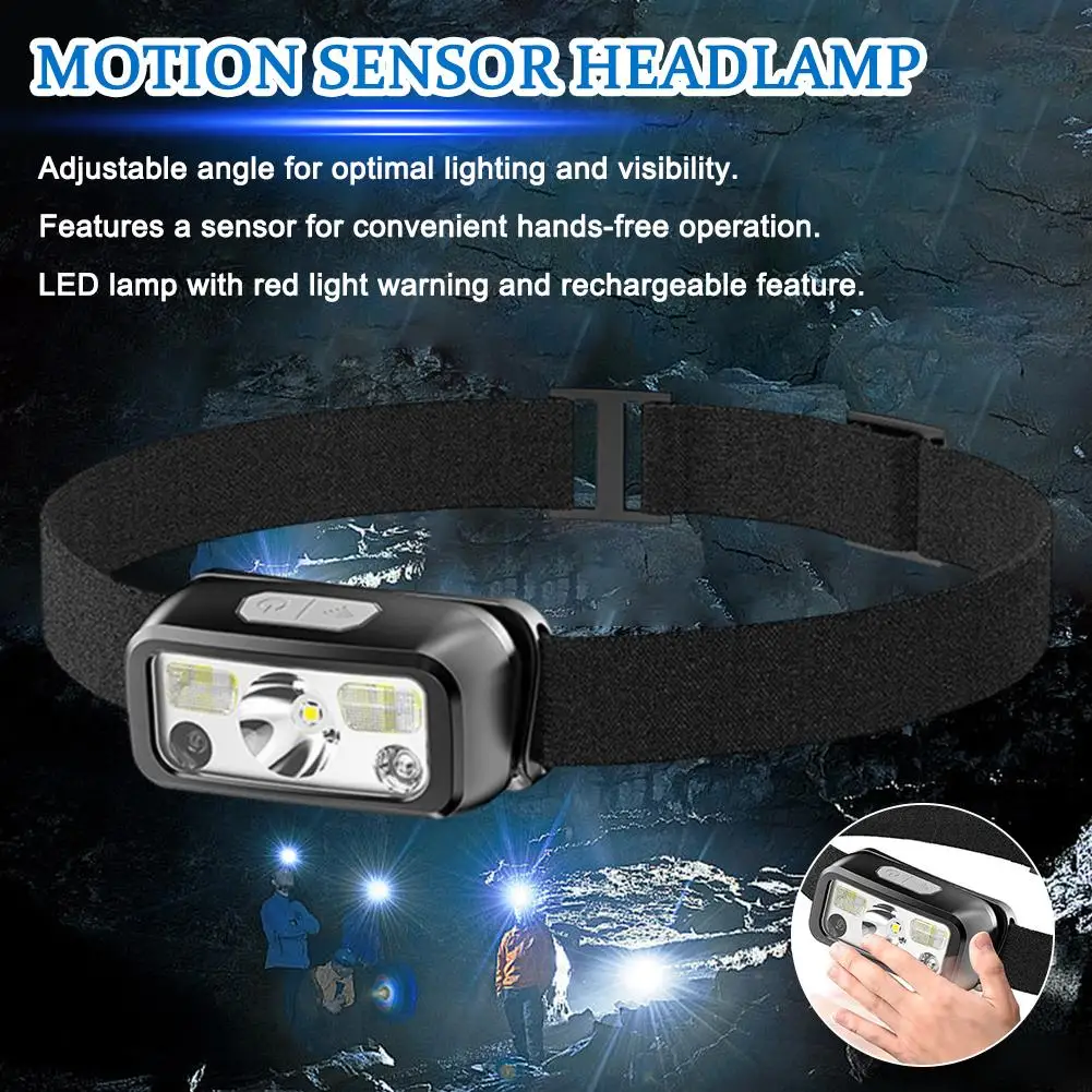 Mini LED Headlamp USB Rechargeable Headlamp Torch Headlights With Red Light 5 Lighting Modes Camping Light Fishing Light