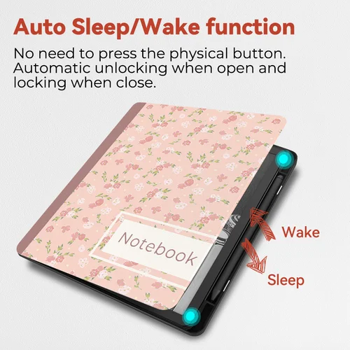 Imagen 2 del producto Funda Twosheep para Kindle Scribe 2024 y 2022, carcasa dura con tapa magnética, despertador automático con portalápices, flores para niñas de 10,2 pulgadas