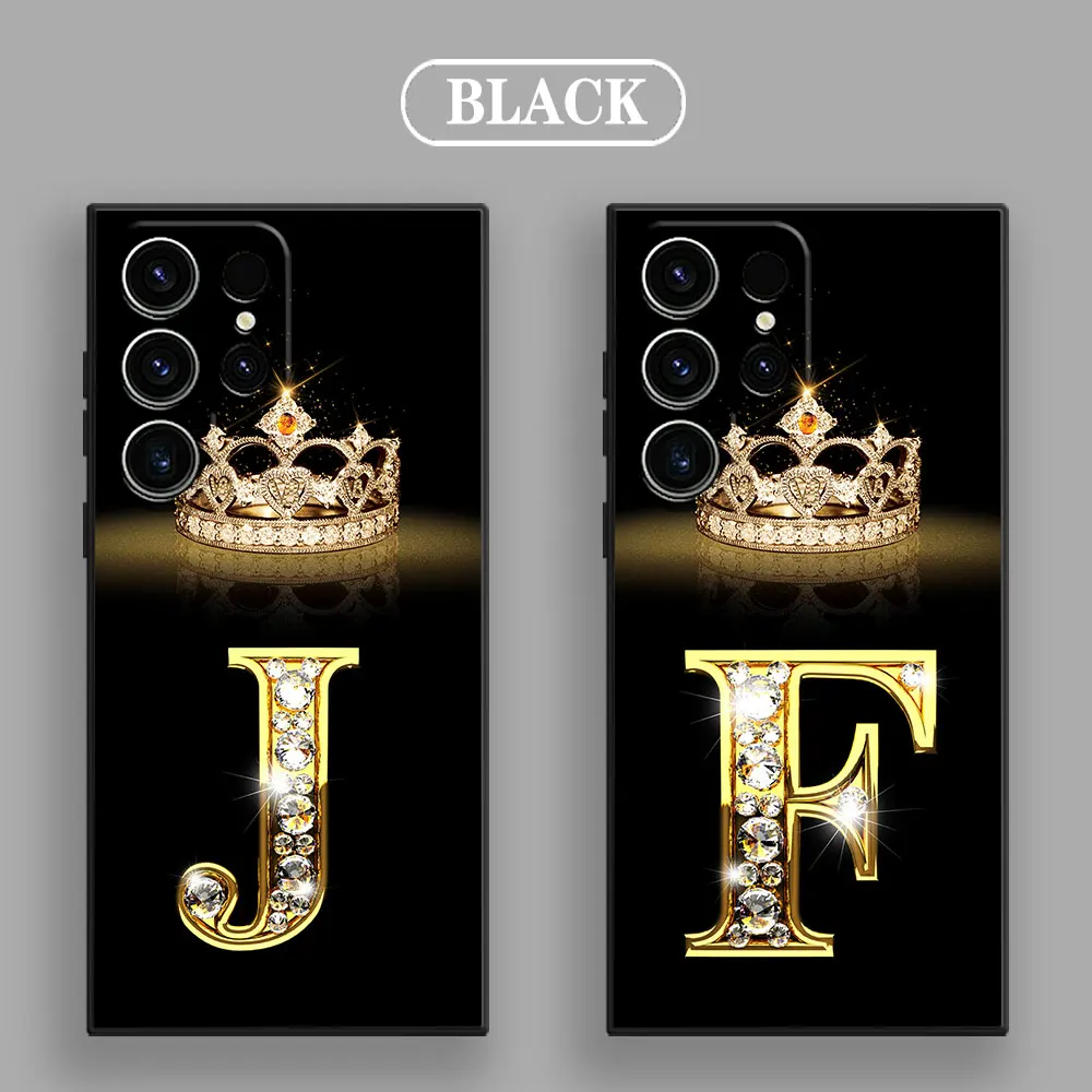 Initial E M J F K L H I Letter Phone Case For Samsung Galaxy S24 Ultra Cases S23 S21 S20 FE S22 9 Plus Note 20 10 Silicone Cover