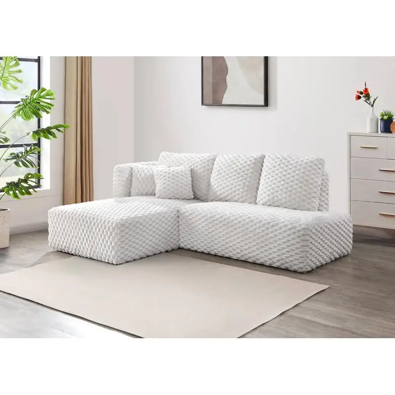

Вельветовый секционный диван цвета слоновой кости, мягкая прочная ткань, современный дизайн, удобные сиденья для гостиной