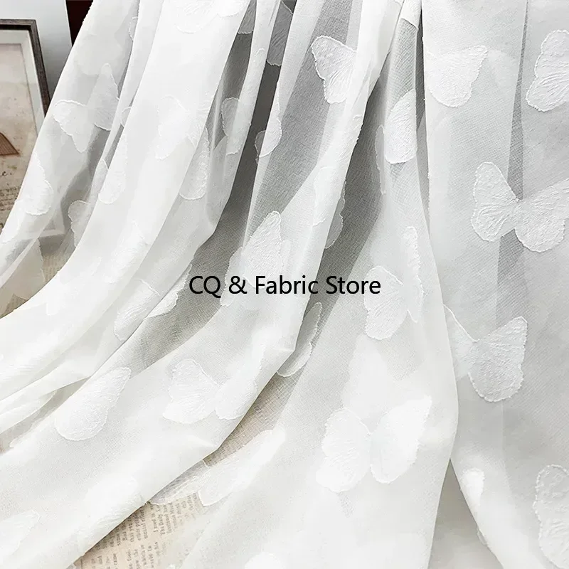 Butterfly Jacquard  Chiffon Fabric For for Veils, Wedding Dress, Haute Couture, Chiffon Blouse, Costumes, Table Overlay Sewing