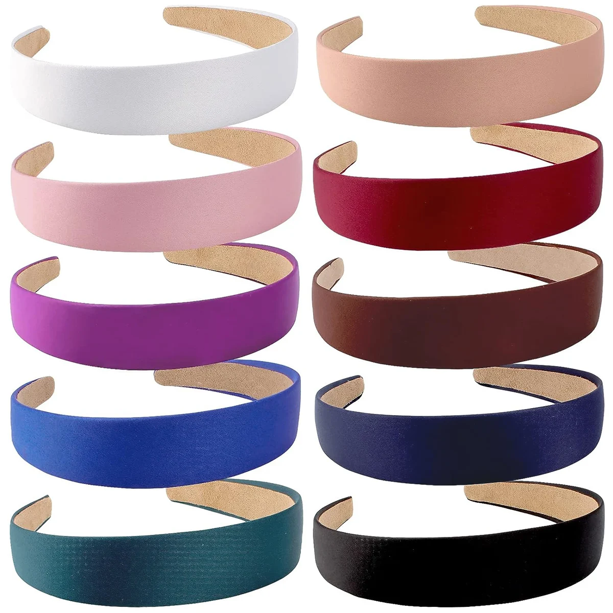 10PCS Satin Headbands for Women 1.3 Inch Wide Non-slip Headband Girls Simple Fashion Hair Bands DIY Hairband Hair Accessories