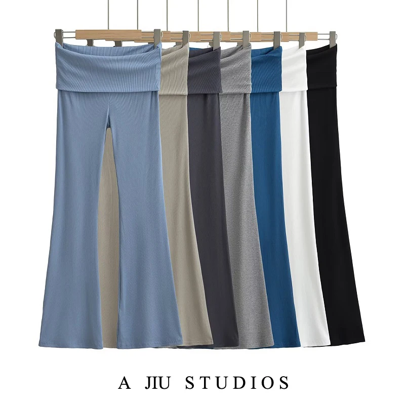 กางเกงโยคะขายาวเอวสูงทรงกระดิ่ง ขาบาน ยืดหยุ่น กระชับสัดส่วน สไตล์ลำลอง เซ็กซี่ สำหรับผู้หญิง