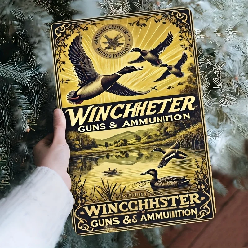 [Vintage Wter Schild] Vintage Wter Metallschild ( ) |   Rustikale Enten- und Munitions-Illustration, für Zuhause/Küche/Esszimmer/Schlafzimmer/G