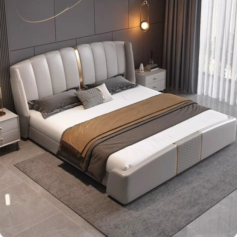 

Двуспальные кровати Queen-size в комплекте: кровать 180x200 см с изголовьем, идеально подходит для спальни, общежития, необходимая мебель для полного обустройства спальни.
