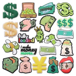 1-21Pcs Dollar Cash Money Financial Freedom Shoes Buckle Charms Adult Decorations DIY Kids Party Present