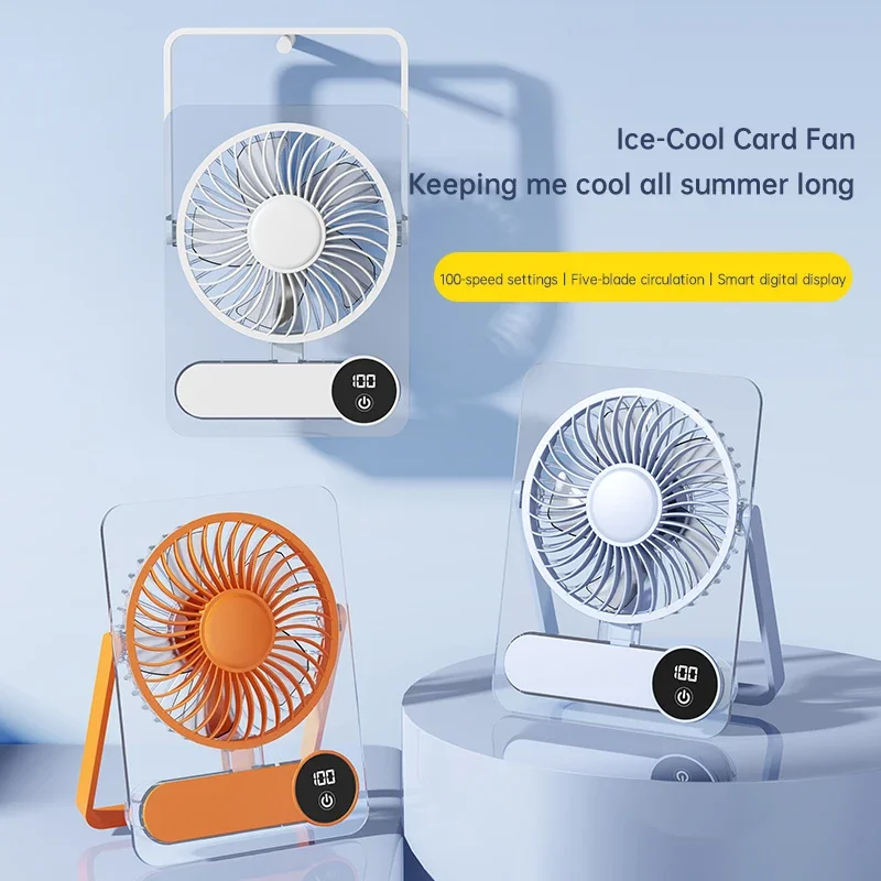 

2026 New small fan handy charging long life ultra-thin desktop fan Large wind super quiet folding handheld table fan