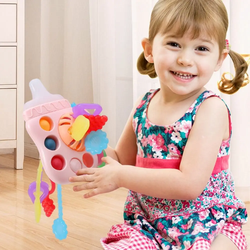 Alimentador puxar corda sensorial brinquedos do bebê educacional multifuncional manhattan garra bola macia mordível montessori puxar corda