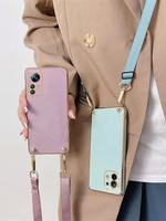 Cord Luxury Plating Case For Xiaomi Mi 12 11 Lite 5g Ne 12t Pro 11t 10t 10 T 11i Crossbody Lanyard Silicone Back Cover Mi11 Mi12