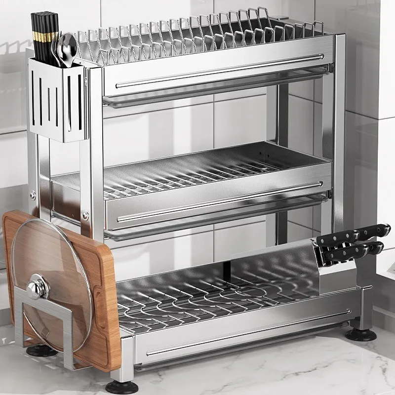 

304 stainless steel kitchen bowl rack, drain rack, dish rack, household cupboard, dishware storage rack