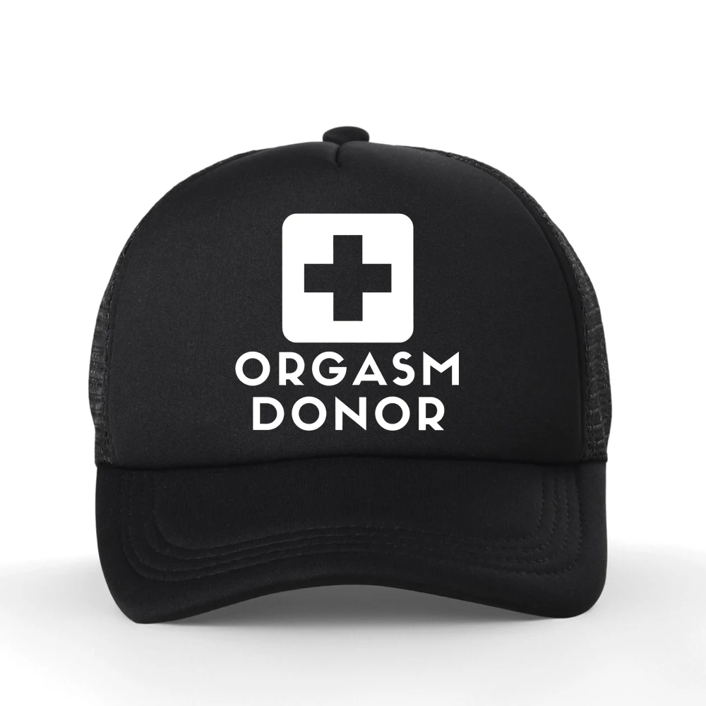 Black Humor Orgasm Donor American Novelty Graphic Baseball Cap Fashion Casual Streetwear Unisex Mesh Snapback Hat