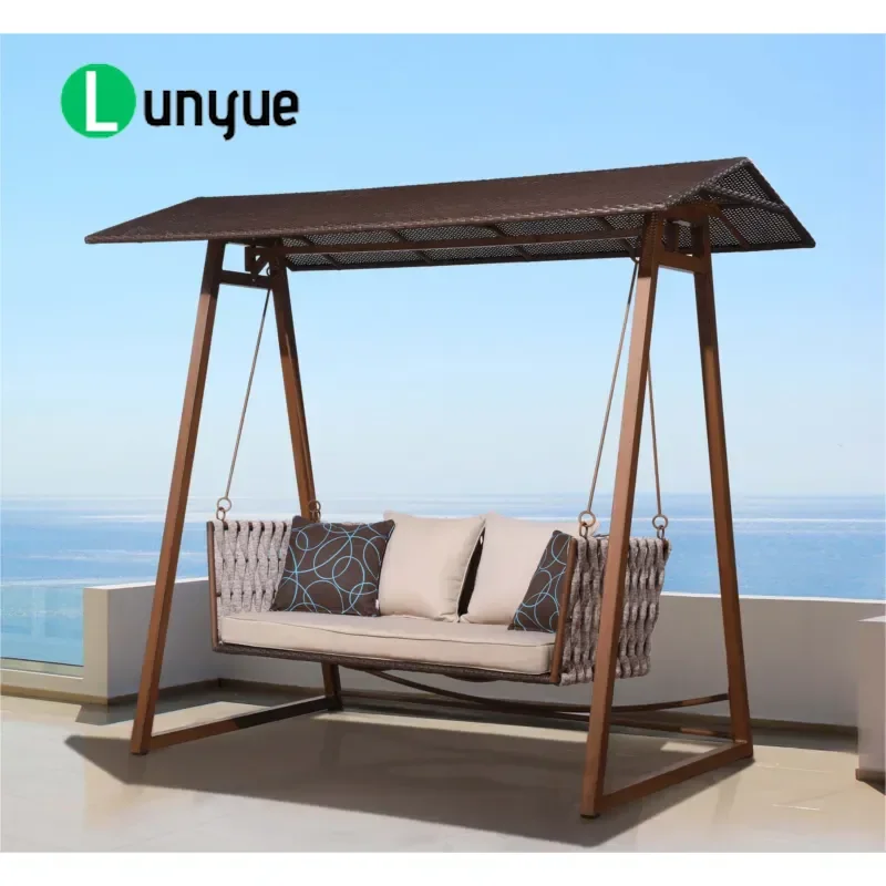 Aluminum Rope Double Hanging Swing Sofa Outdoor Garden Furniture Patio Swing Chair Durable Weather Resistant Comfortable