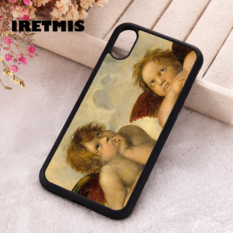 Iretmis Phone Cover Case For iPhone X XS Max XR 11 12 13 PRO MINI 14 15 16 Plus Rubber Silicone Raphael Angels And Cherubs