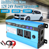 Car Power Inverter with 4 USB & 3 Universal Socket 3000W 4000W 5000W 12V 24V Off Grid Modified Sine Wave Voltage Converter