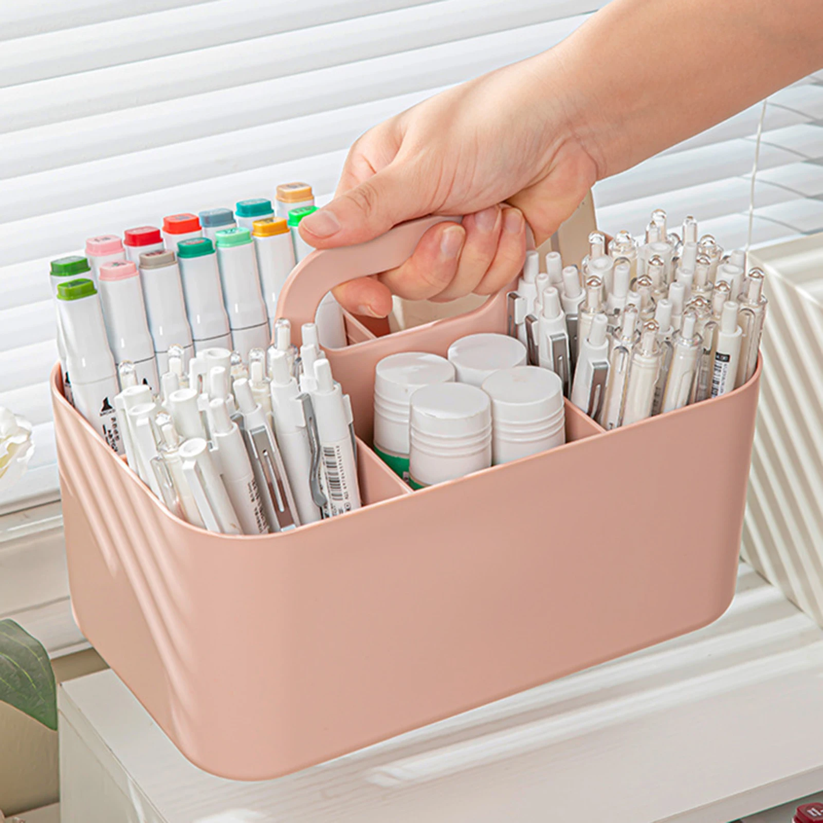 Support de rangement multifonctionnel, 1 pièce, porte-stylo Portable pour l'école et le bureau, boîte de rangement de grande capacité pour articles divers de bureau