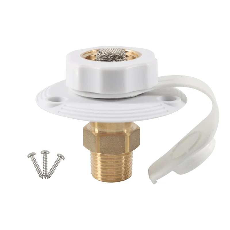 RV City Water Fill Inlet Water Fill Inlet Built in Check Valve for Boat Gravity Water Inlet Fill Dish Marine Caravans