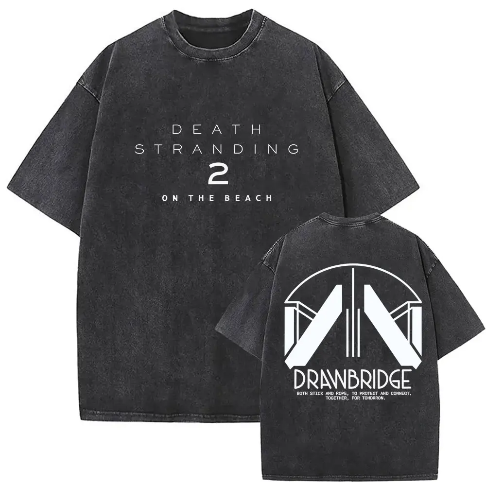 Game Death Stranding 2 on The Beach Vintage Washed T Shirt Men Women O-Neck Oversized Cotton T-shirts Clothing Fashion T-shirt