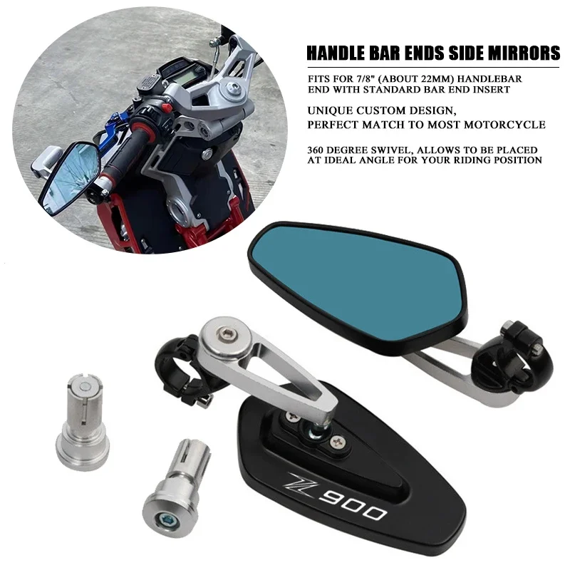 

FOR Kawasaki z900 Z 900 Motorcycle Rear View Black Handle Bar End Side Rearview Mirrors