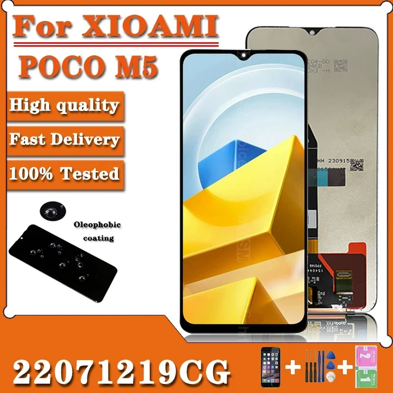 6.58\'\'Tested m5 LCD For Xiaomi Poco M5 22071219CG LCD Display Touch Digitizer Assembly For Poco M5 Screen with Frame