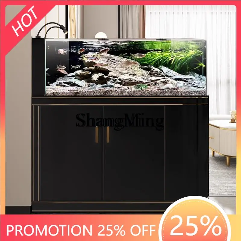 

FG Light Luxury Curved Screen Stream Tank Ecological Landscaping Wild Aquatic Plant Tank Ultra-clear Glass Fish Tank Aquarium