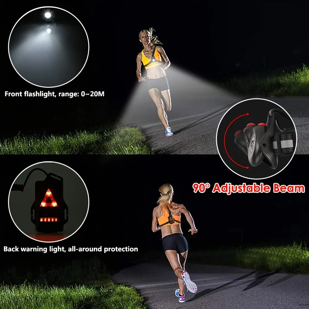 1pc Outdoor  Night Running USB ChargingLights LED Chest Lamp Back Warning Light for Camping Hiking Running Jogging Adventure