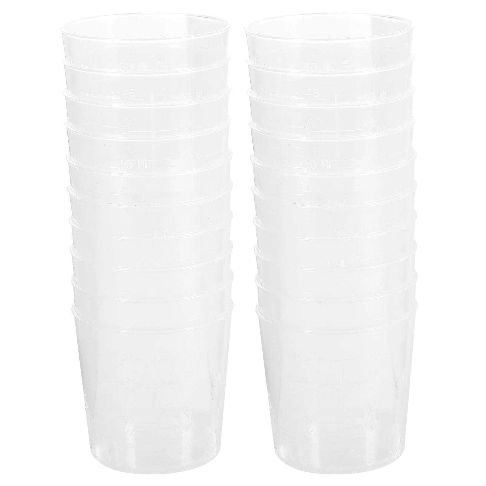 

20pcs 60Ml Plastic Measuring Beaker Graduated Acid Resistant Liquid Container For Lab Household Cooking Paint Mixing